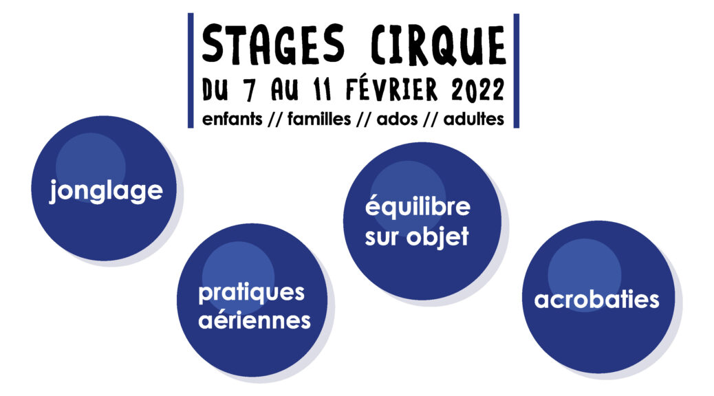 Stages Cirque du 7 au 11 Février 2022 - enfants, ados, adultes, familles - Chemillé-en-Anjou